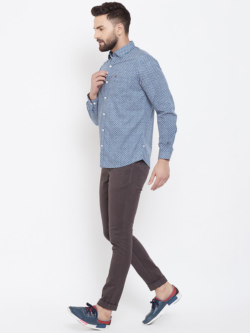 blue cotton casual shirt - 16539724 - Standard Image - 3