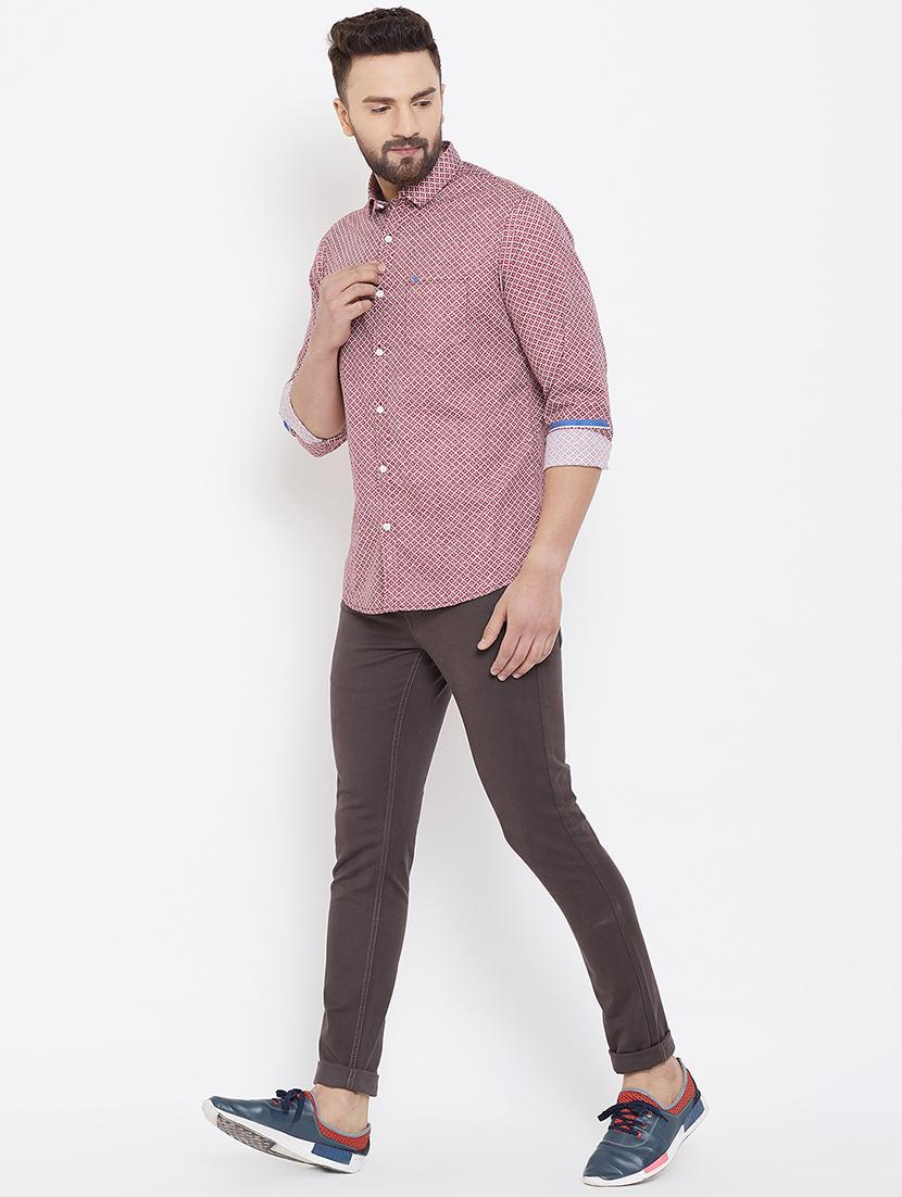 red cotton casual shirt - 16539726 - Standard Image - 3