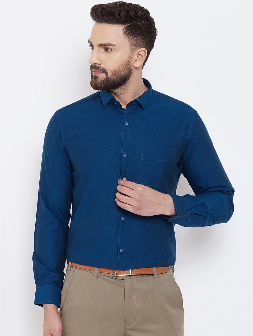 blue solid formal shirt - 16539729 - Zoom Image - 0
