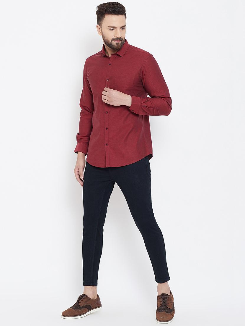 red solid casual shirt - 16539730 - Standard Image - 3