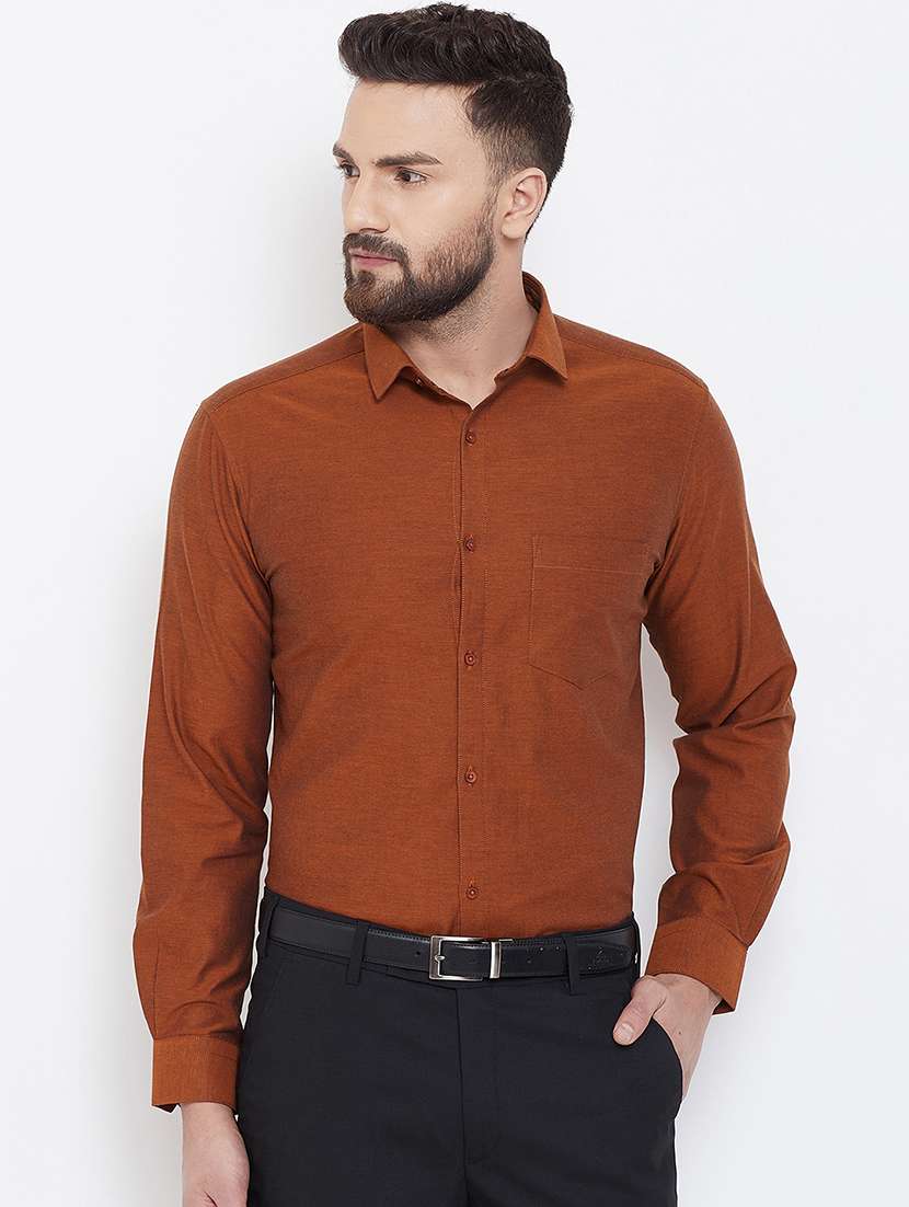 orange solid formal shirt - 16539731 - Zoom Image - 0