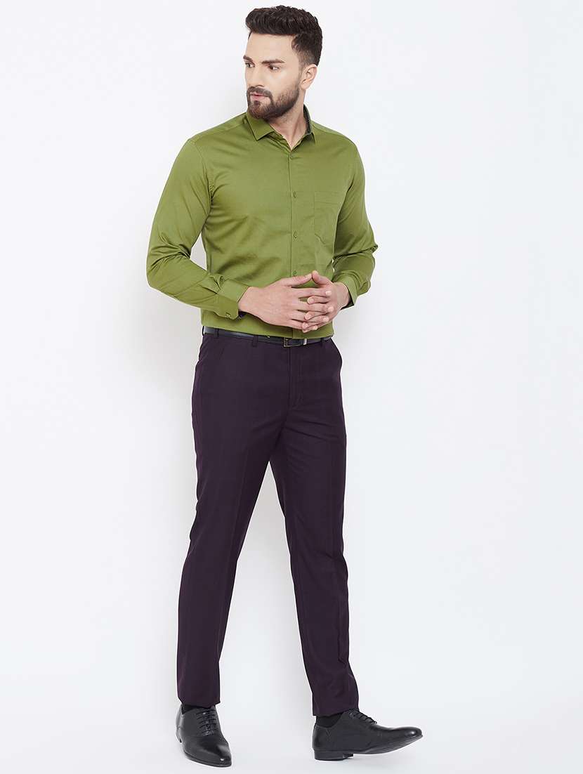 green solid formal shirt - 16539734 - Standard Image - 3