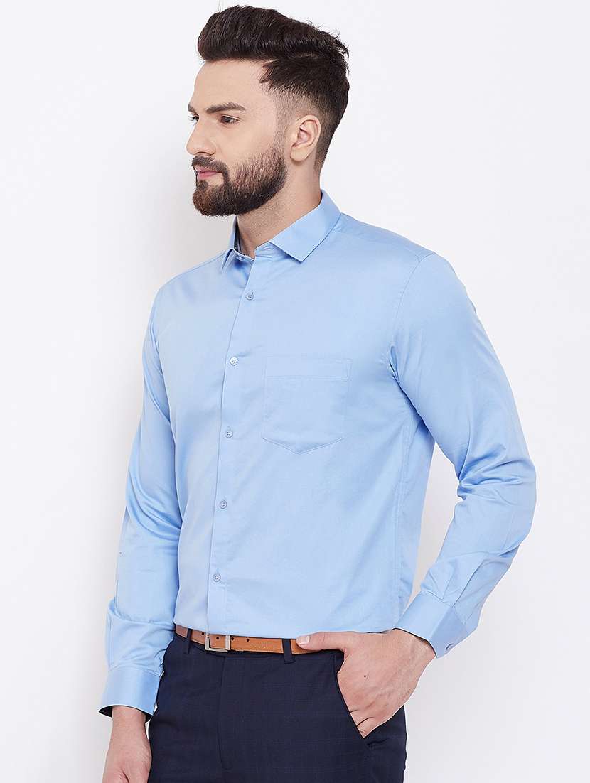 light blue solid formal shirt - 16539736 - Zoom Image - 0