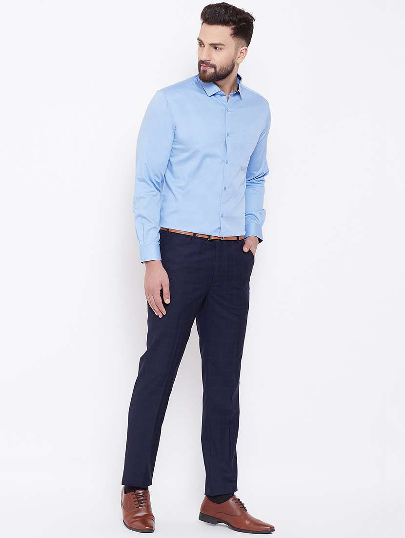 light blue solid formal shirt - 16539736 - Standard Image - 3