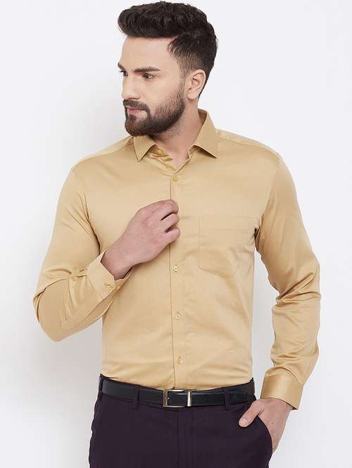gold solid formal shirt - 16539738 -  Standard Image - 0