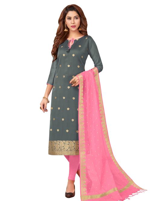 embellished churidaar unstitched suit - 16540705 -  Standard Image - 0