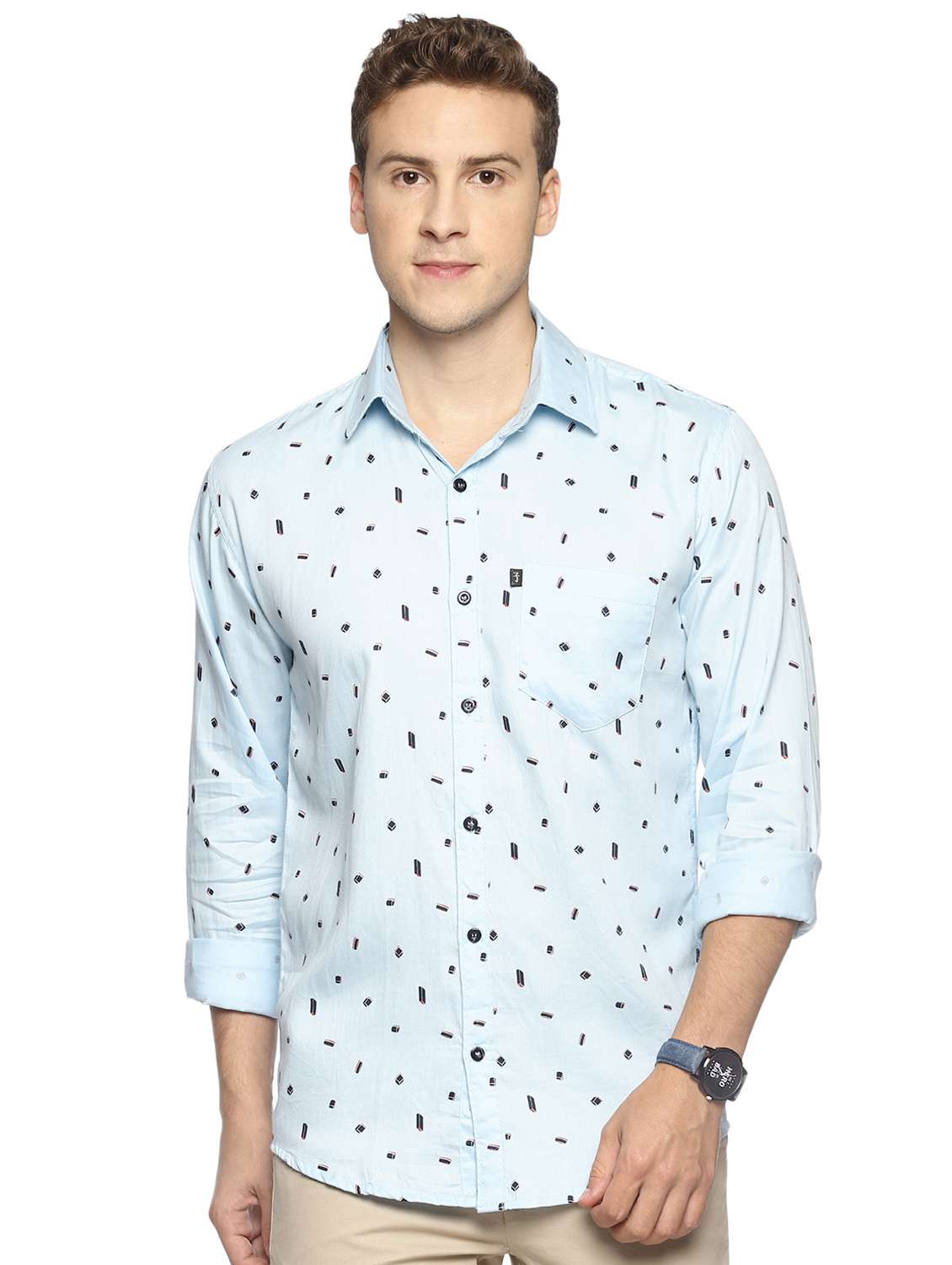 light blue printed casual shirt