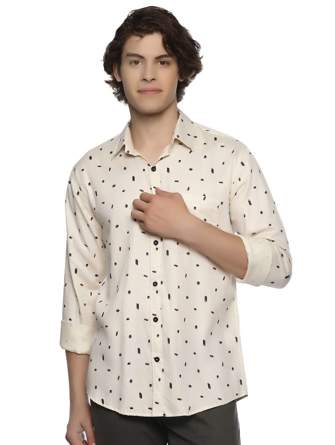 beige printed casual shirt
