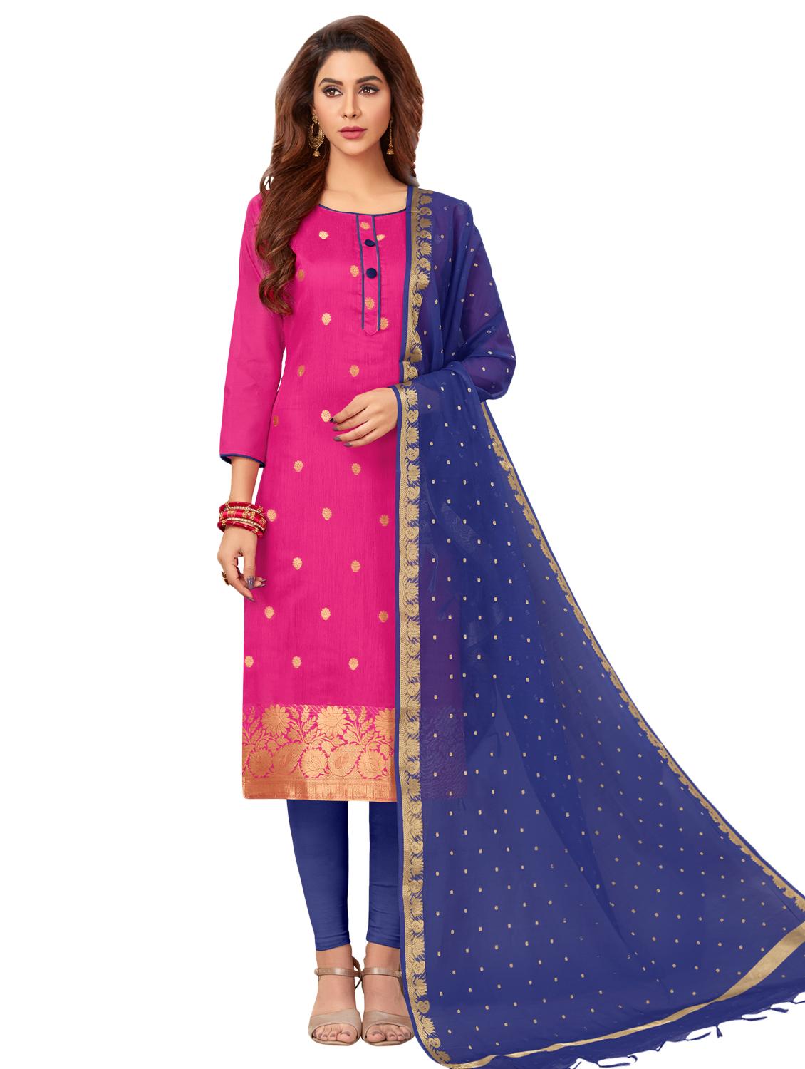 embellished churidaar unstitched suit - 16540862 -  Zoom Image - 0