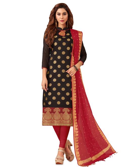 embellished churidaar unstitched suit - 16540864 -  Standard Image - 0