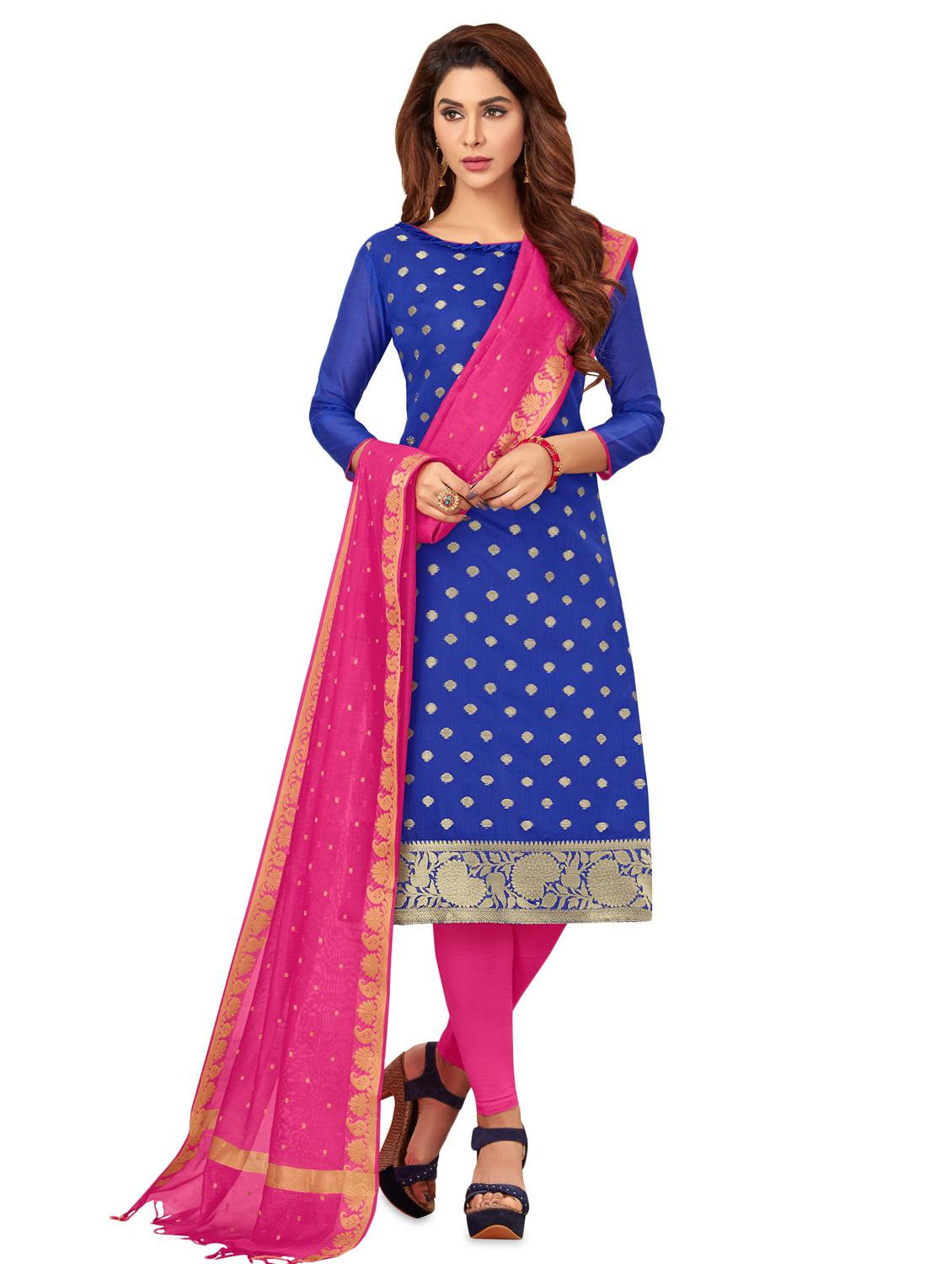 embellished churidaar unstitched suit - 16540865 - Zoom Image - 0