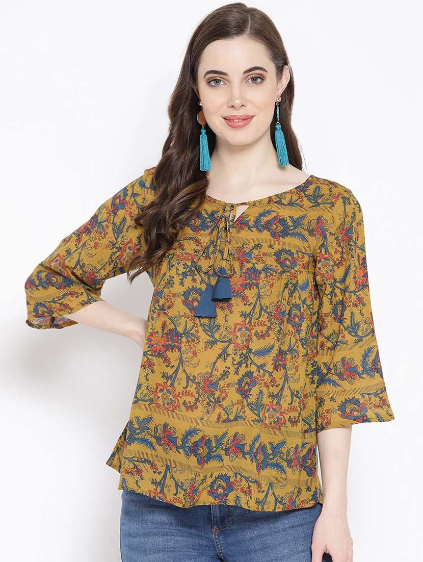 tie up  neck bell sleeved top 