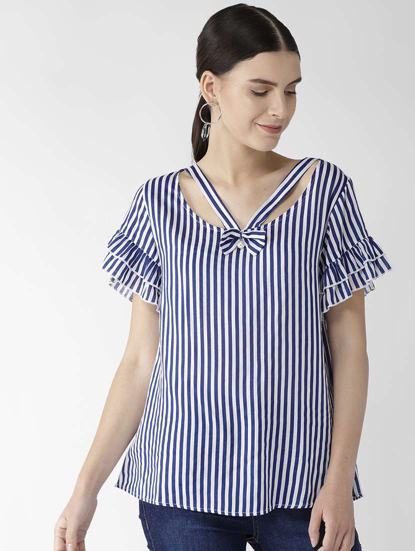 bow detail striped top 