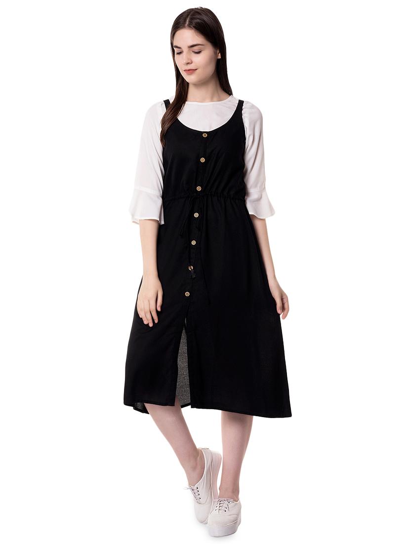 button up a-line dress with solid top  - 16542582 -  Zoom Image - 0