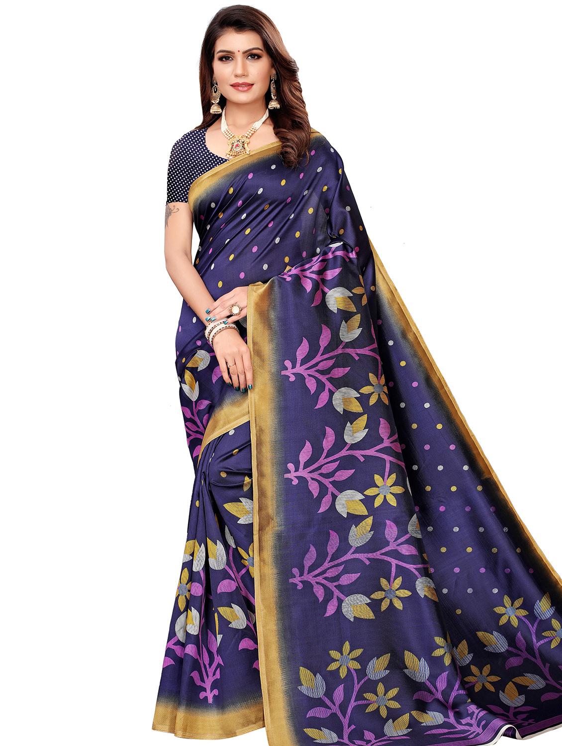 floral mysore silk saree with blouse - 16542784 - Zoom Image - 0