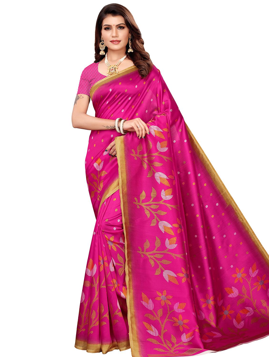 floral mysore silk saree with blouse - 16542785 - Zoom Image - 0