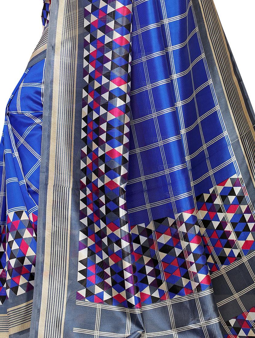 checkered mysore silk saree with blouse - 16542787 - Standard Image - 3