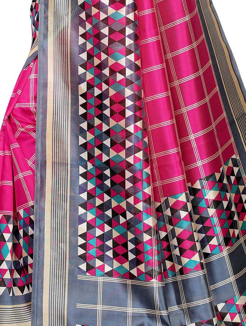 checkered mysore silk saree with blouse - 16542789 - Standard Image - 3