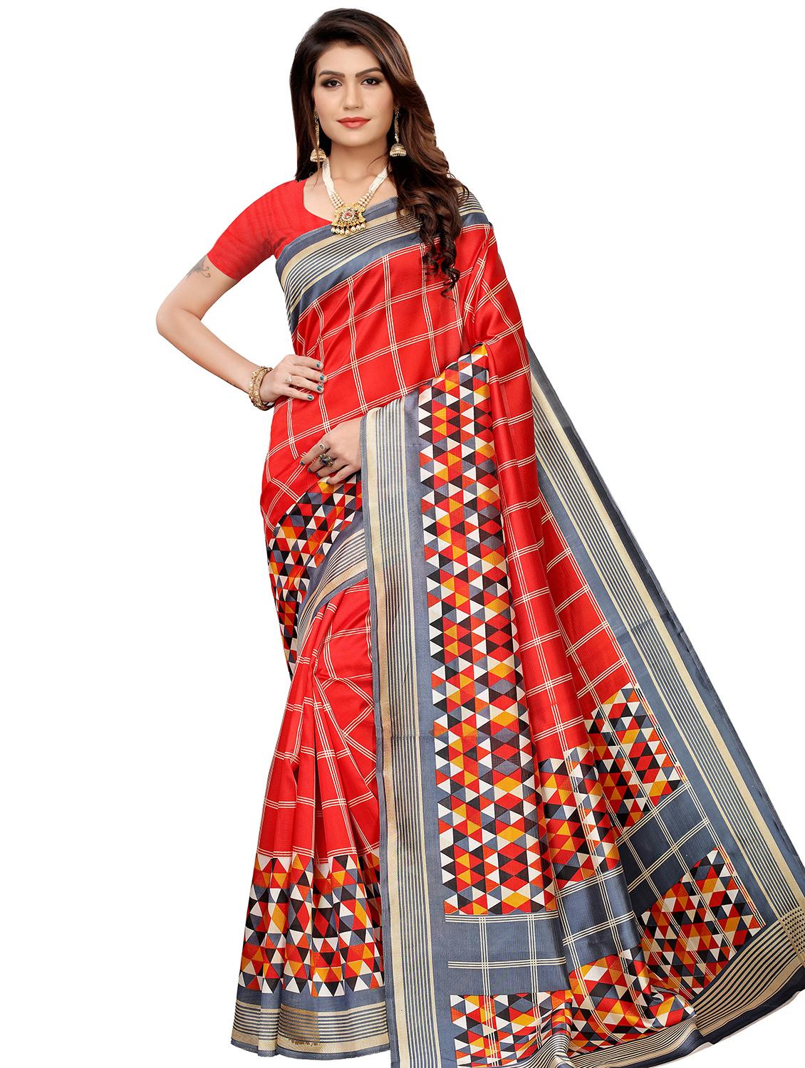 checkered mysore silk saree with blouse - 16542790 -  Zoom Image - 0