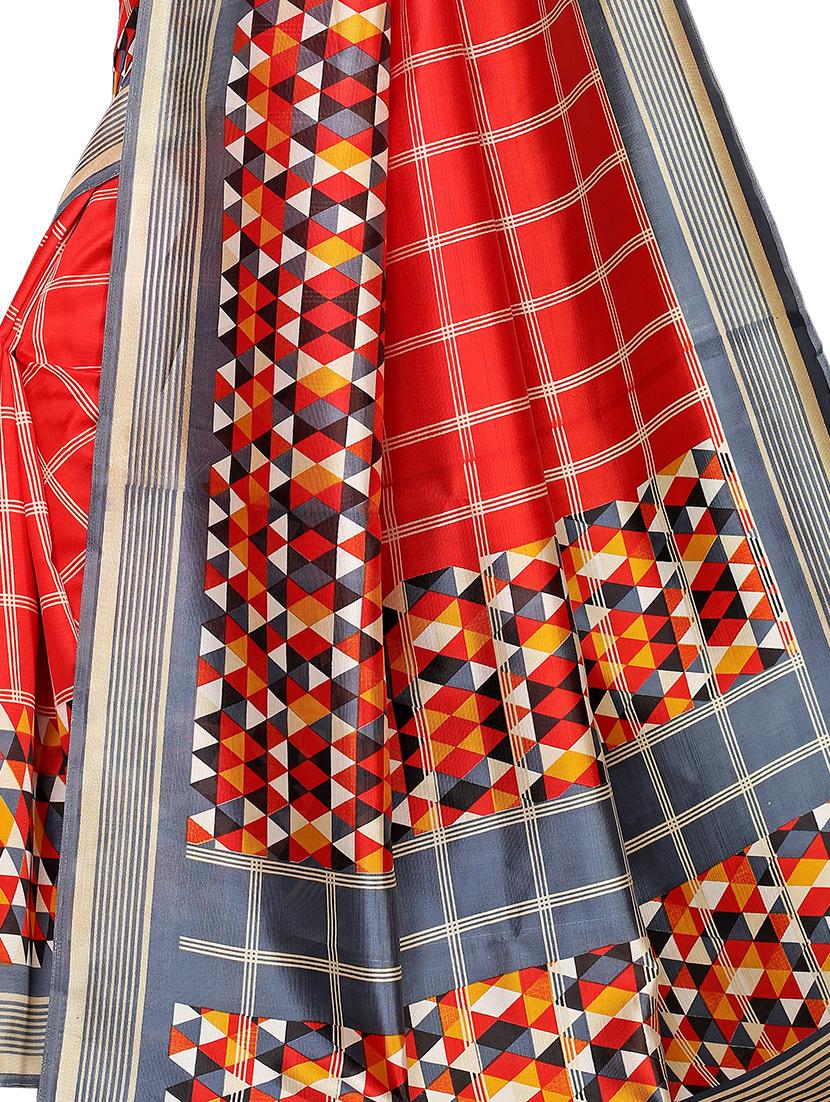 checkered mysore silk saree with blouse - 16542790 - Standard Image - 3