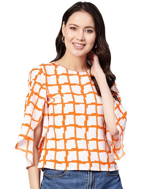 cape sleeved checkered top - 16543128 - Standard Image - 0