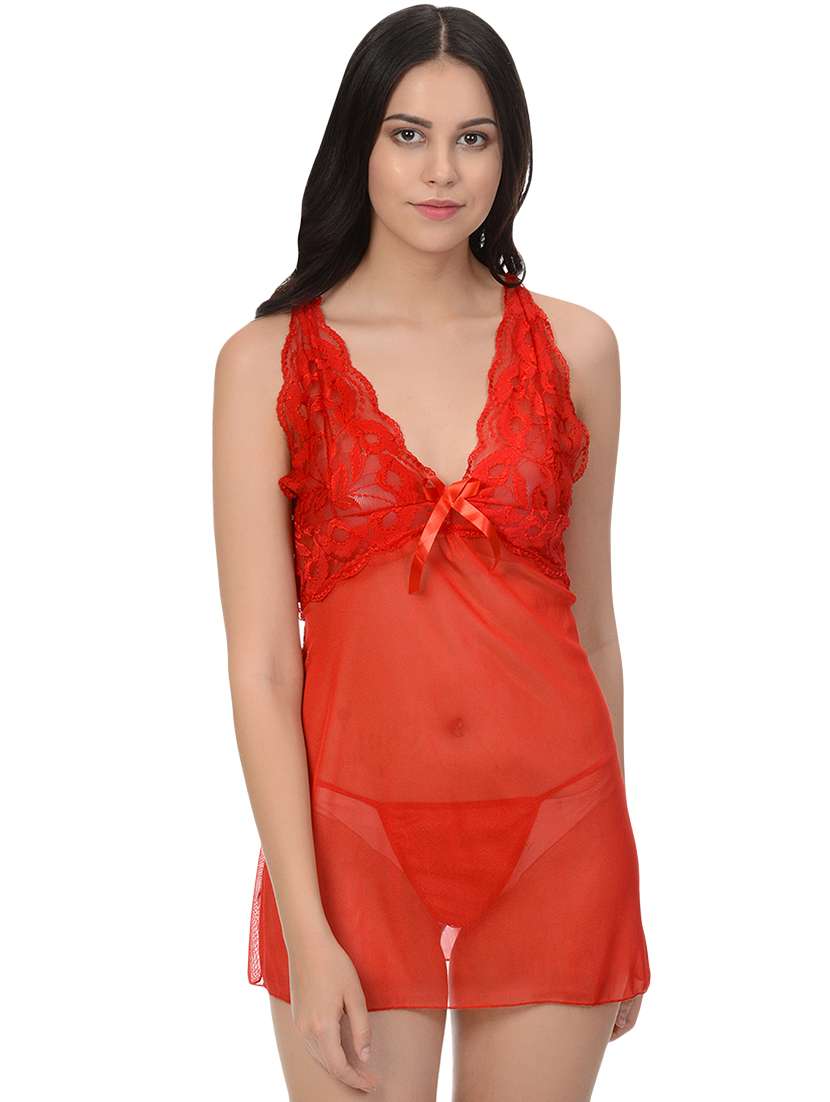 lace detail babydoll with shorts set - 16544505 - Standard Image - 3