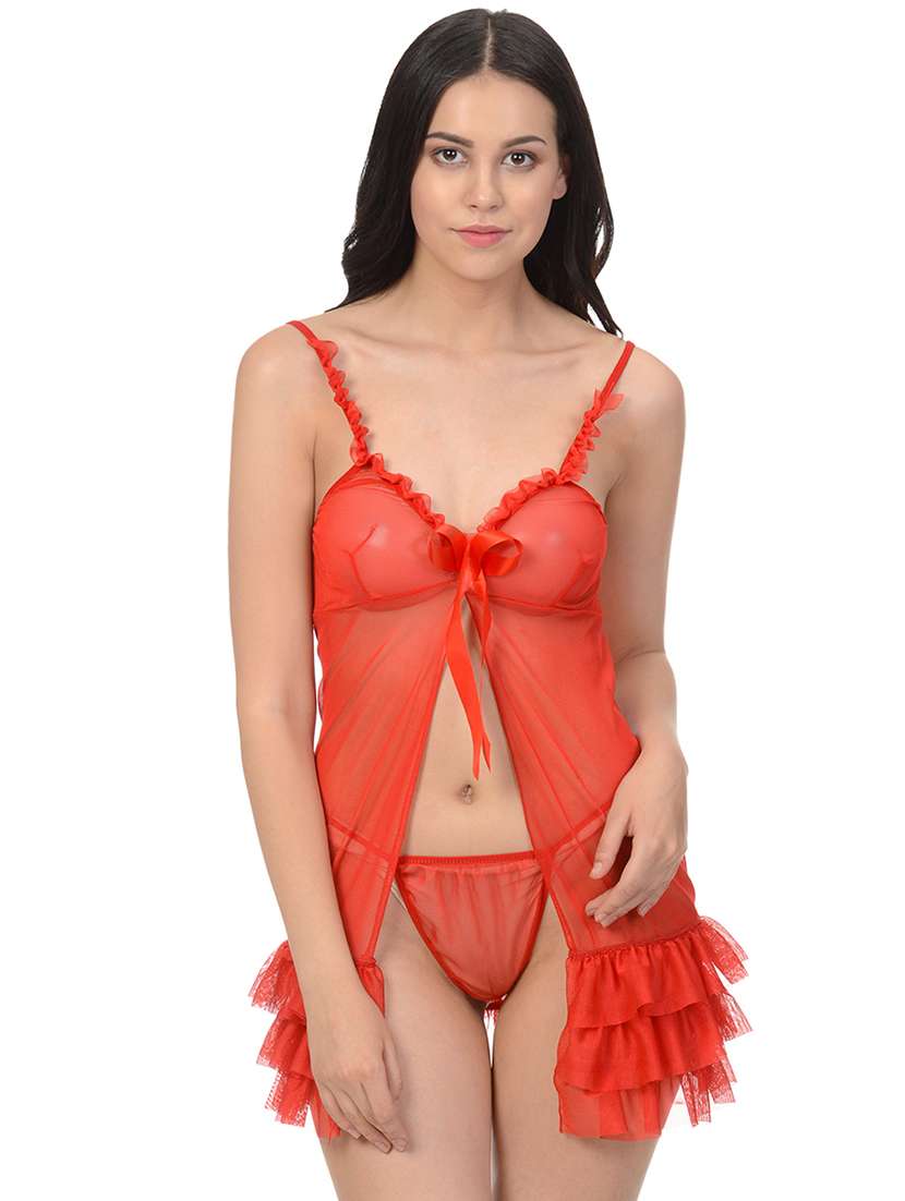 lace detail babydoll with shorts set - 16544527 - Standard Image - 3