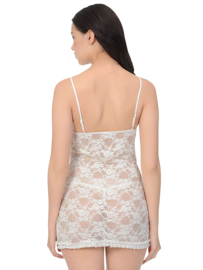 laced babydoll with robe set - 16544530 - Standard Image - 3