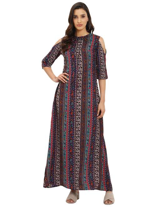 tie up neck cold shoulder maxi dress - 16544541 - Standard Image - 0