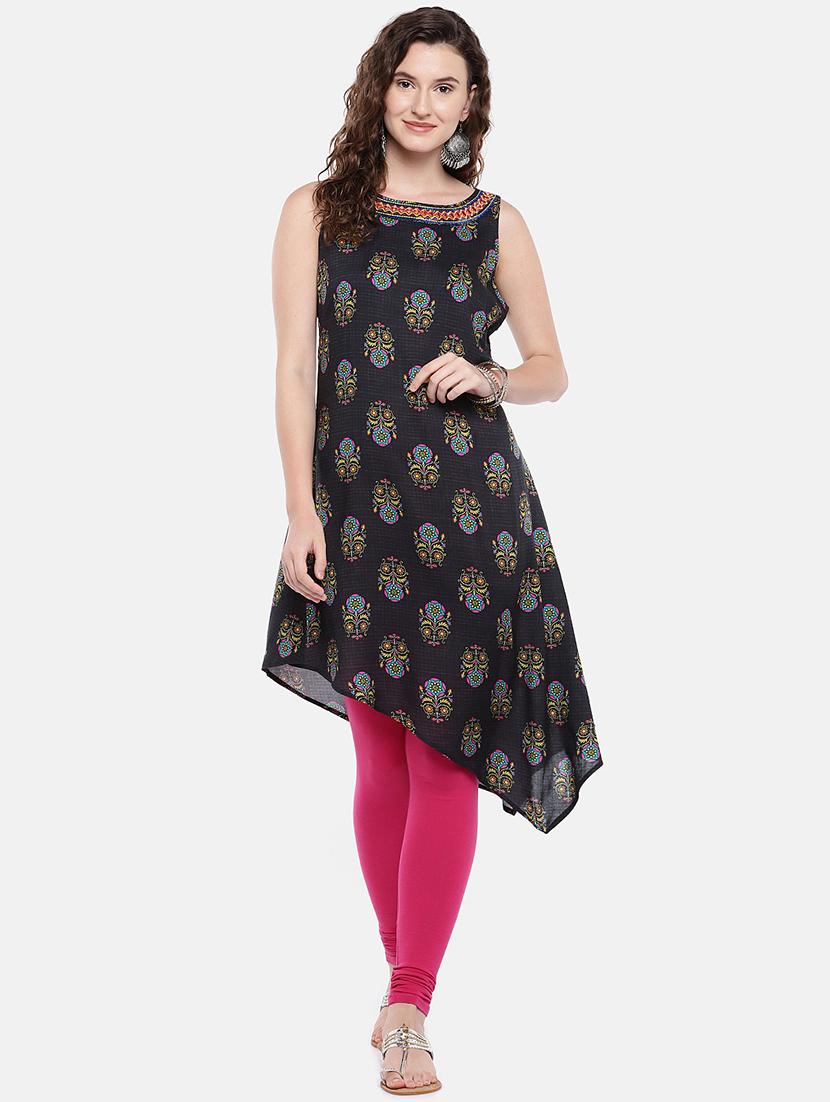 floral printed high-low a-line kurta - 16545056 - Zoom Image - 0