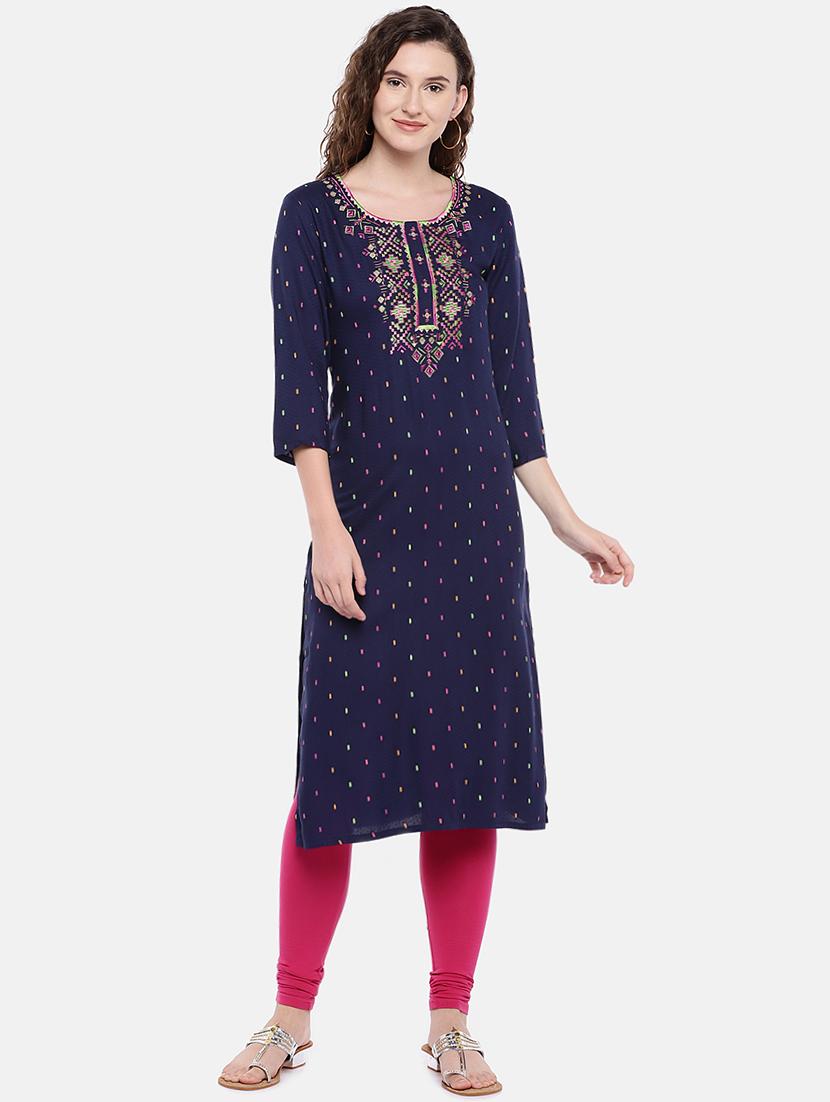 embroidered straight kurta - 16545104 -  Zoom Image - 0