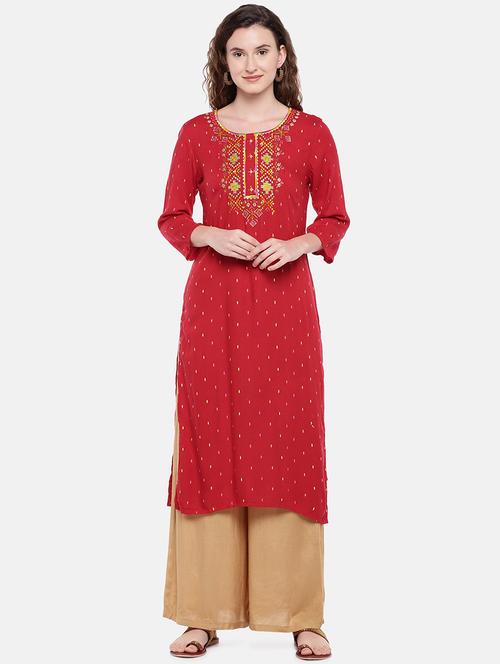 embroidered straight kurta - 16545105 - Standard Image - 0