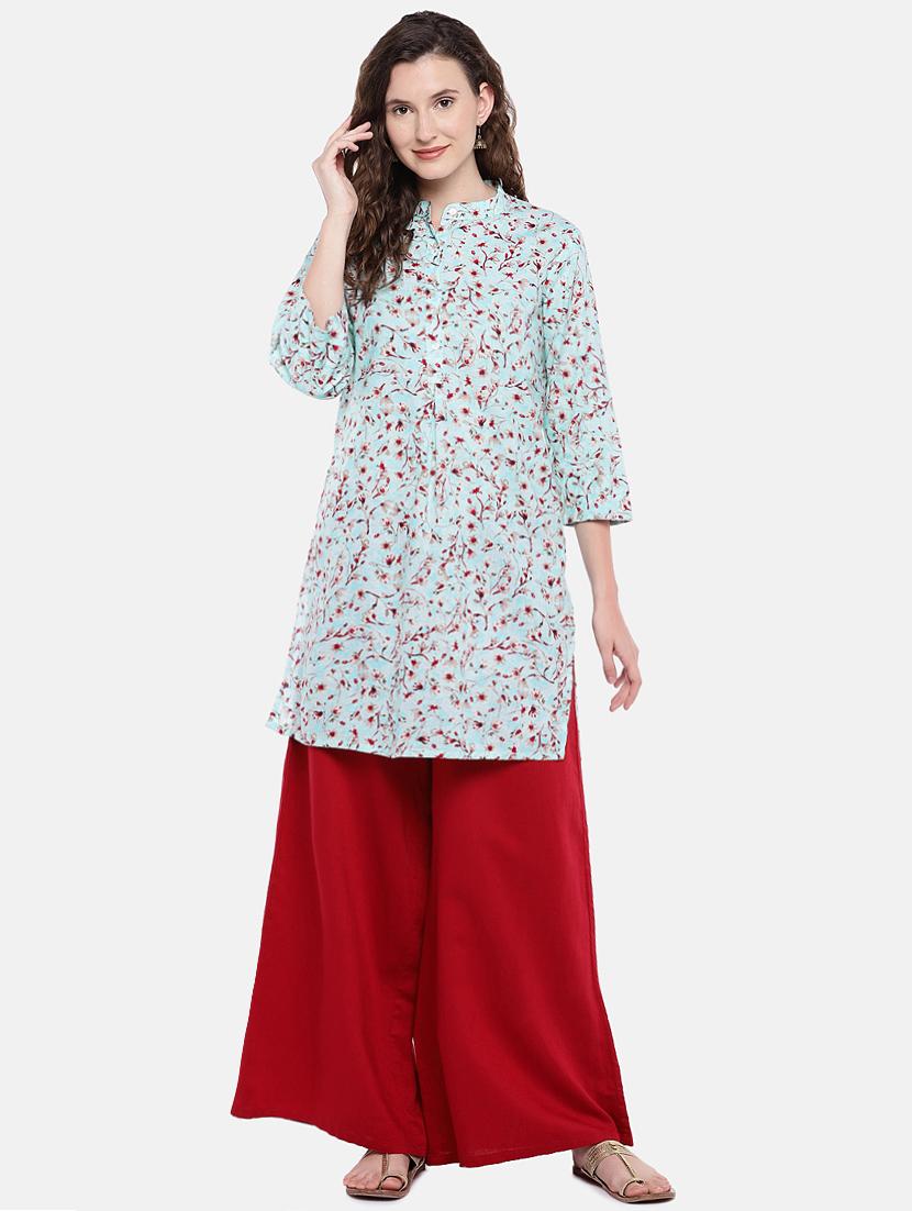floral printed high-low kurta - 16545129 -  Zoom Image - 0