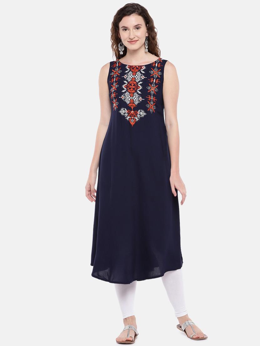 embroidered a-line kurta - 16545133 -  Zoom Image - 0