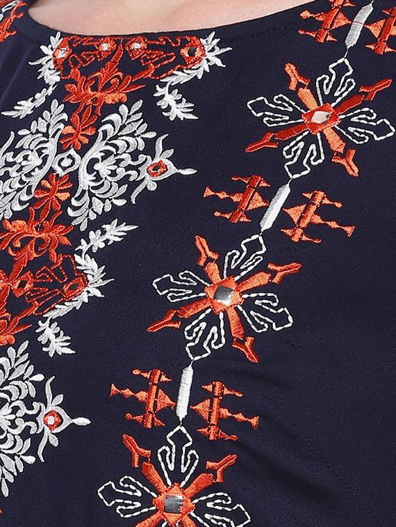 embroidered a-line kurta - 16545133 - Standard Image - 3