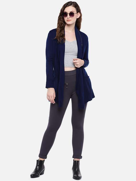 zipper detail long sleeved shrug - 16545165 - Standard Image - 3
