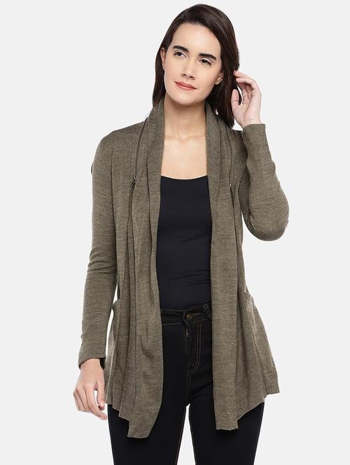 zipper detail long sleeved shrug - 16545166 - Standard Image - 0