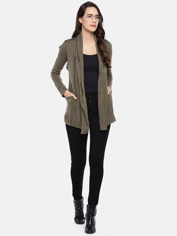 zipper detail long sleeved shrug - 16545166 - Standard Image - 3