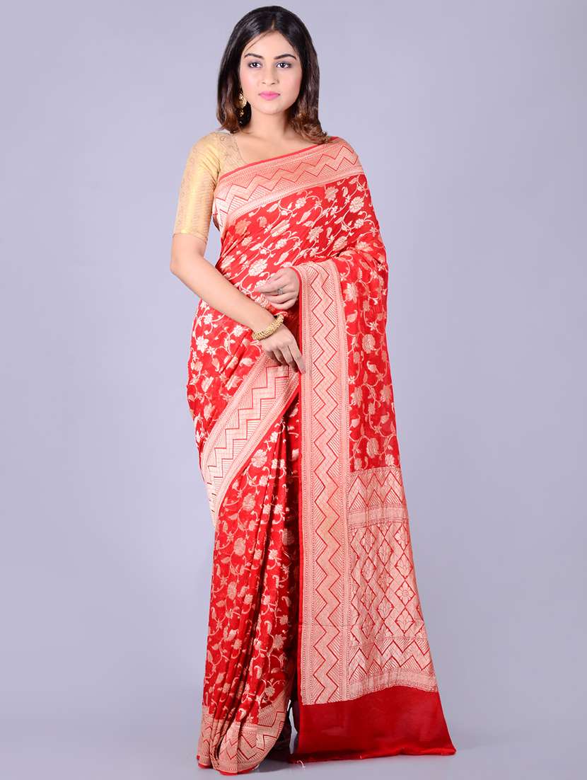 self-design banarasi saree with blouse