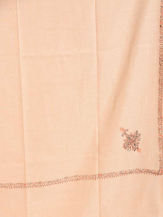 embroidered beige wool others shawl - 16546994 - Standard Image - 3