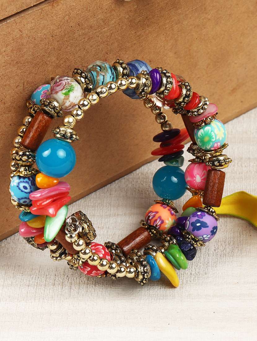 multi colored glass beaded bracelet