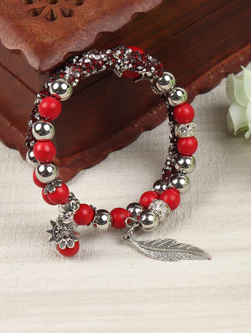 red zinc beaded bracelet