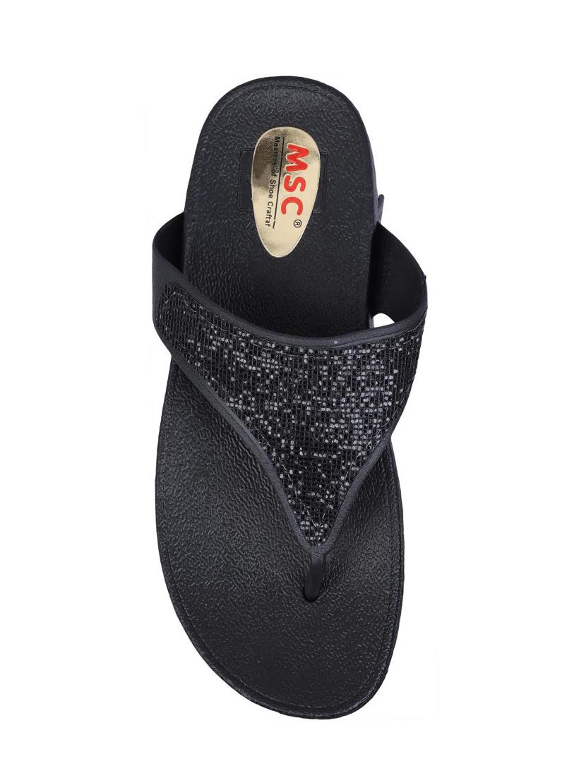 msc black pu toe separator flip flops - 16548852 - Standard Image - 3