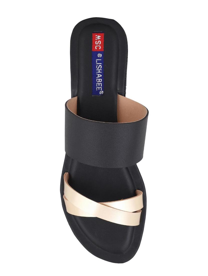 msc black leatherette slip on sandals - 16548864 - Standard Image - 3