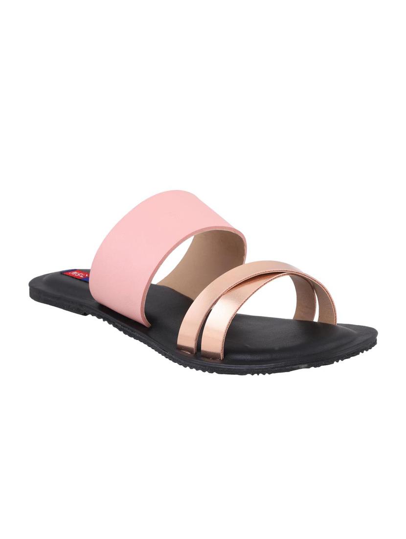 msc pink leatherette slip on sandals - 16548867 -  Zoom Image - 0