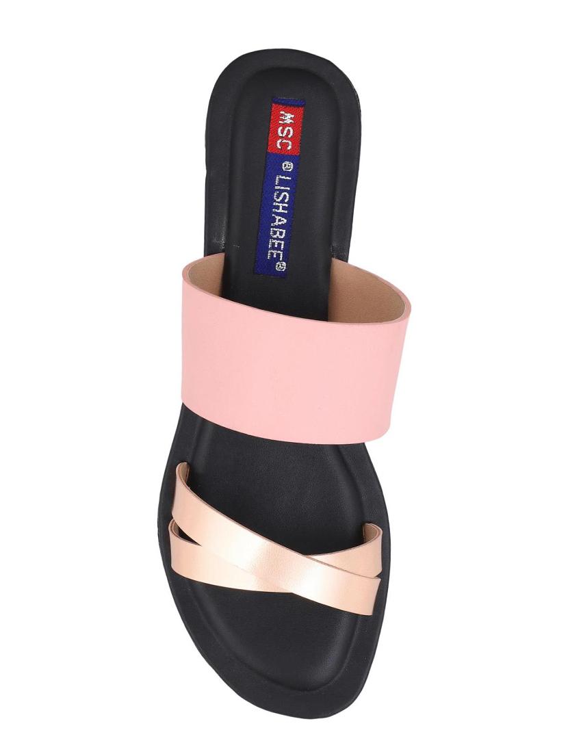 msc pink leatherette slip on sandals - 16548867 - Standard Image - 3