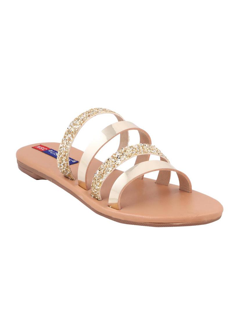 msc gold pu slip on sandals - 16548873 - Zoom Image - 0