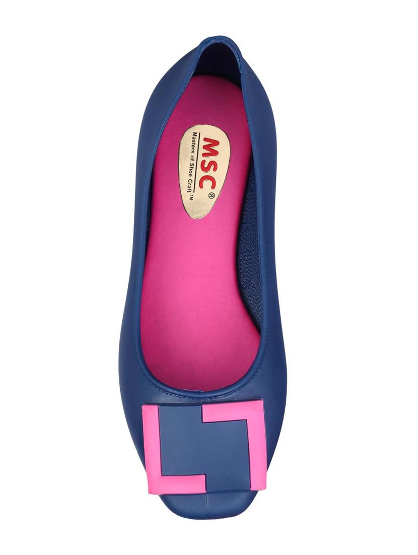 msc blue leatherette slip on ballerinas - 16548886 - Standard Image - 3