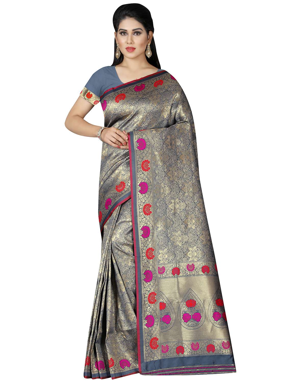 floral woven saree