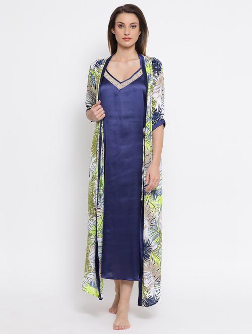 tie front floral nighty set - 16550056 - Standard Image - 0